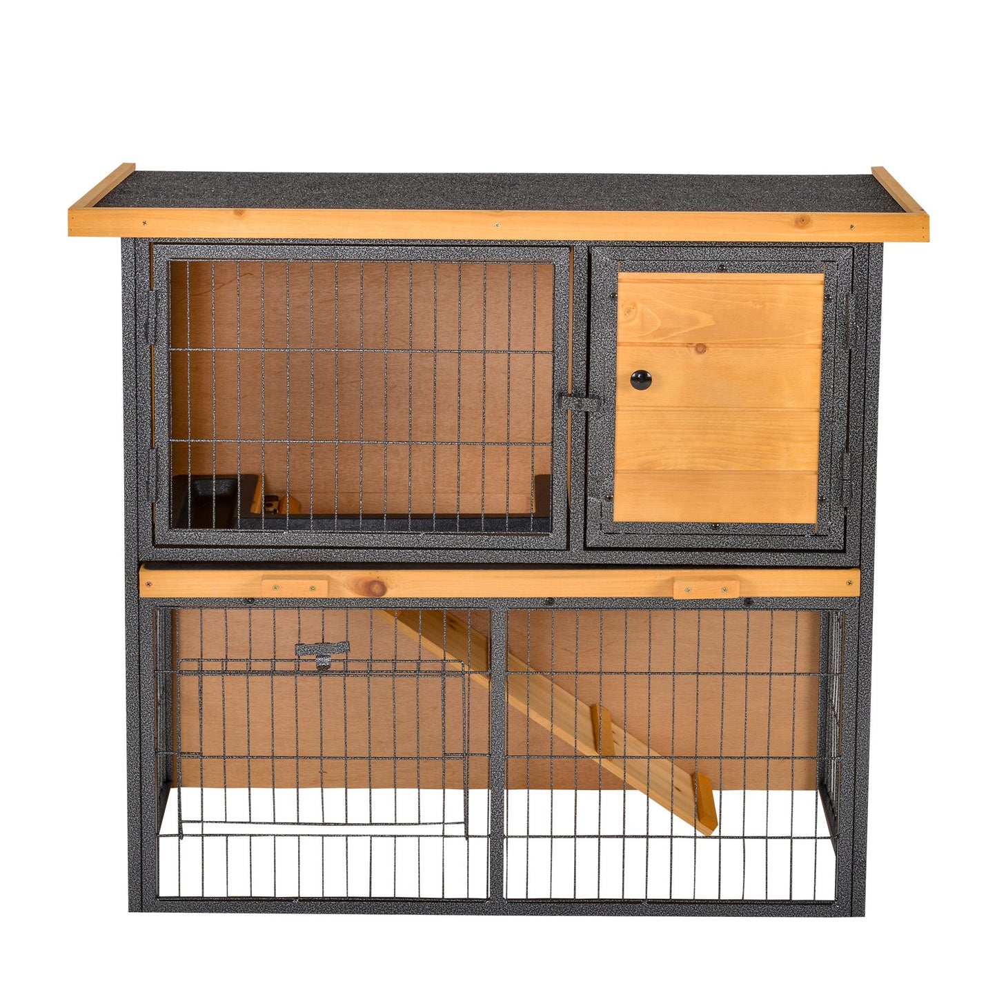 PawHut Wood-metal Rabbit Hutch Elevated Pet House Outdoor 89.5 x 45 x 81cm