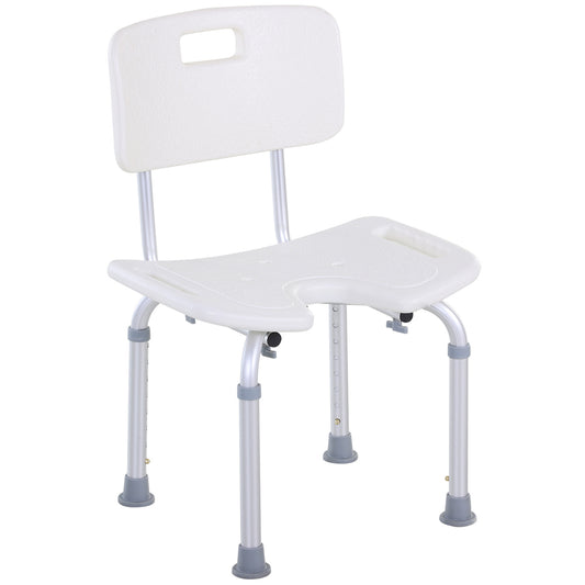 HOMCOM Aluminium-Alloy Mobility Aid Adjustable Shower Stool