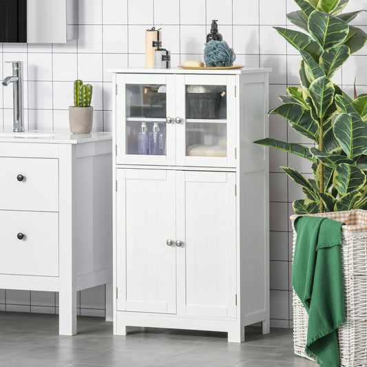 kleankin Bathroom Floor Cabinet Storage Unit Kitchen Cupboard W/ Doors & Adjustable Shelf