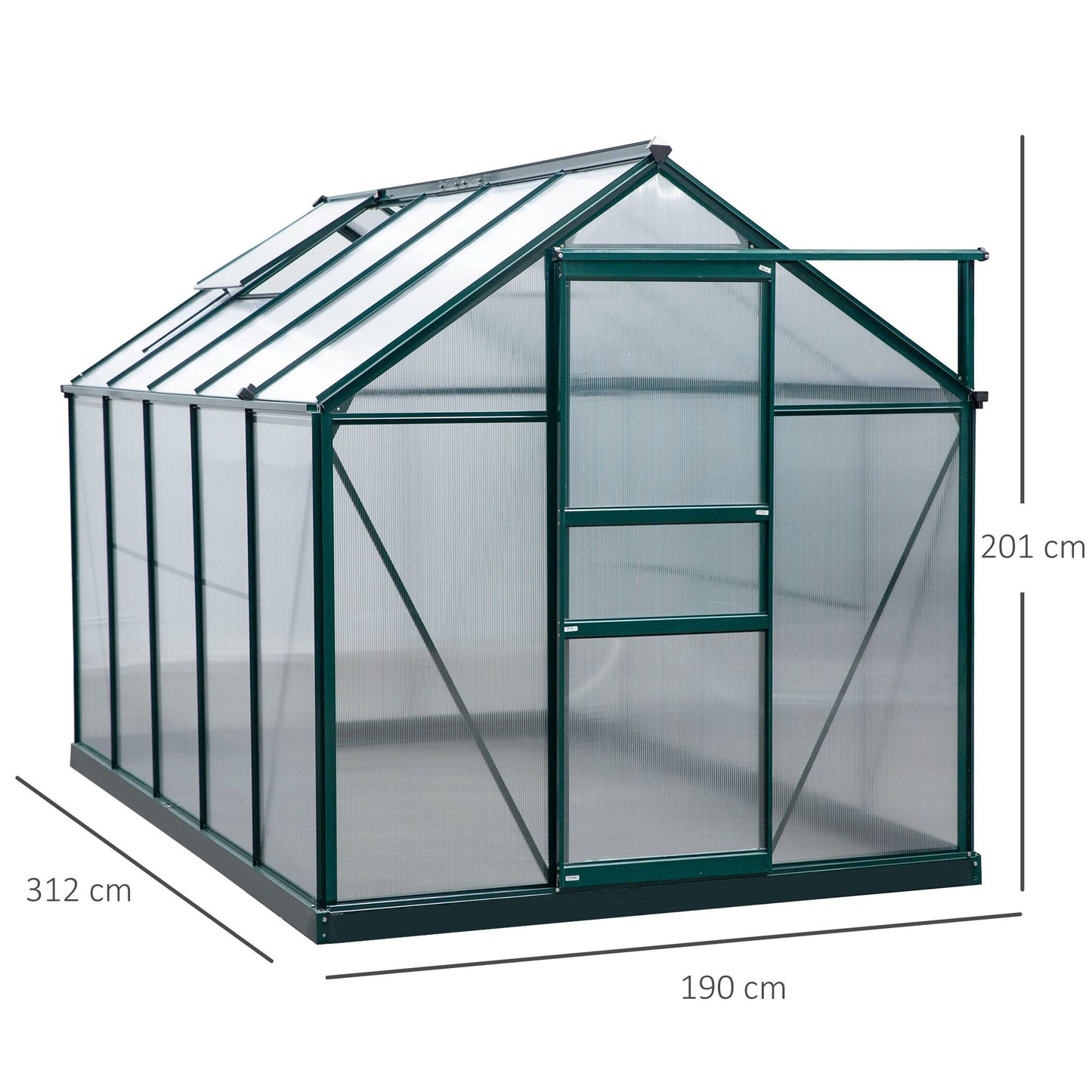 Outsunny 10ft x 6ft Aluminium frame Walk-in Greenhouse