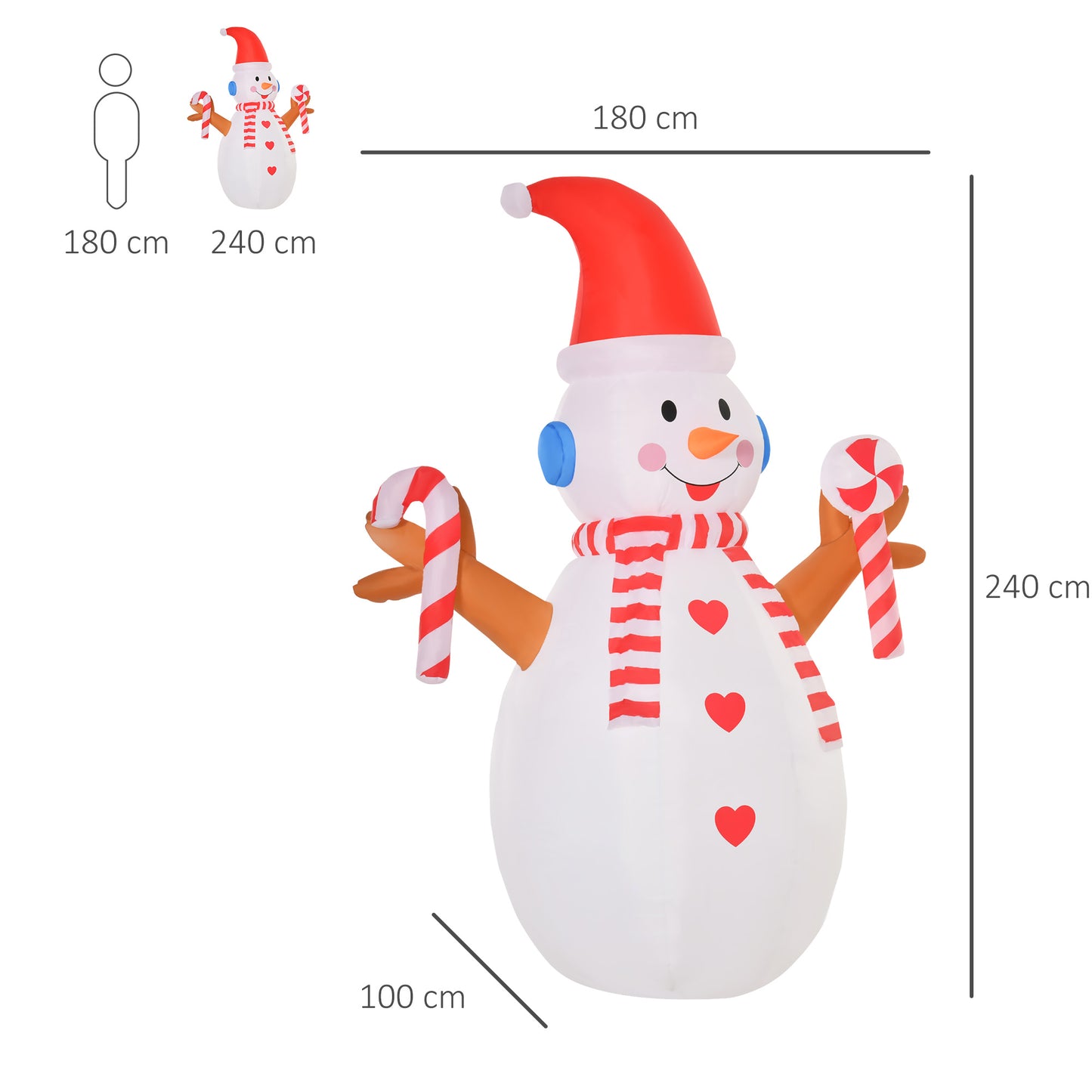 HOMCOM Christmas Inflatable Snowman, Rotating Lighted Home Yard Novelty Decoration