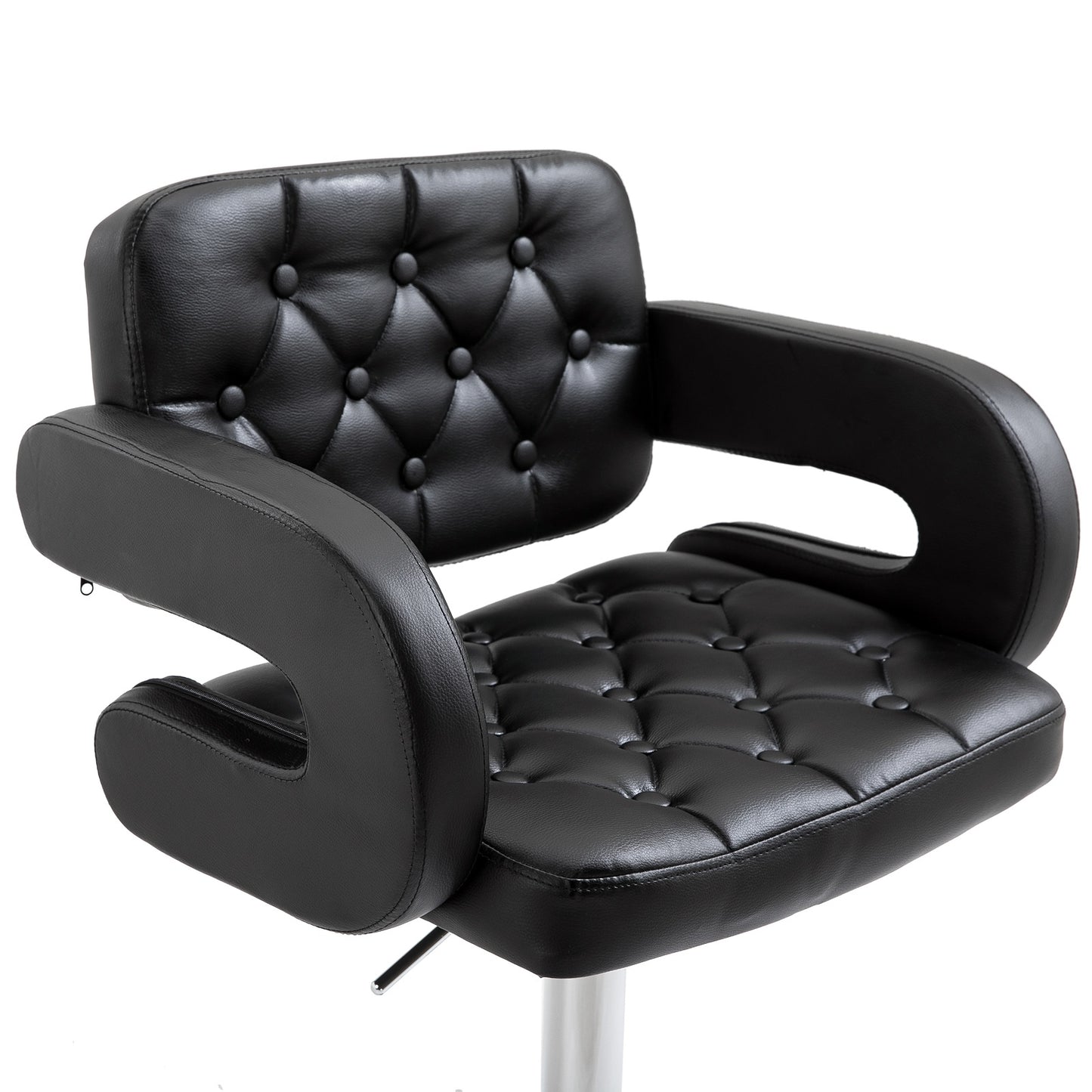 HOMCOM PU Leather Kitchen Bar Stools Swivel Bar Chairs W/Chrome Metal Base - Black