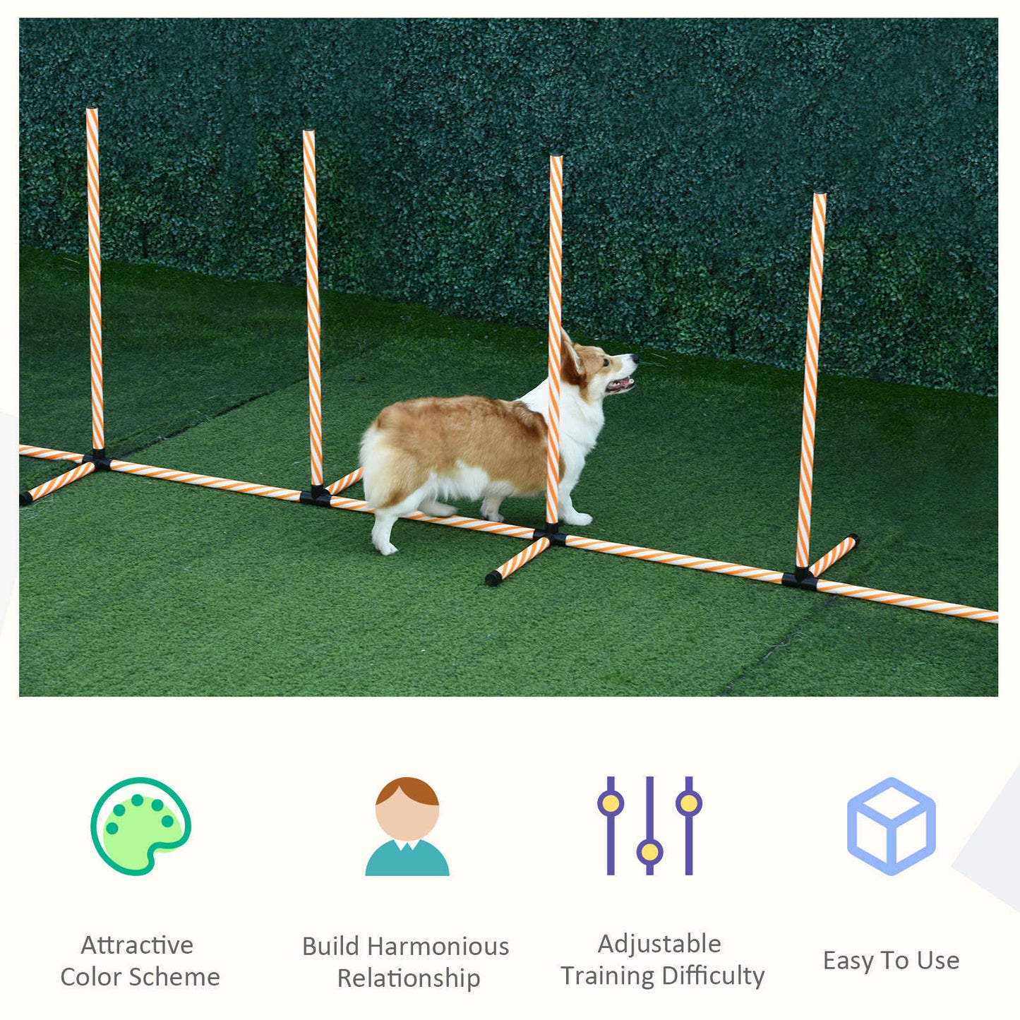 PawHut Pet Agility Training Equipment Dog Play Run Jump Hurdle Obedience Training Set