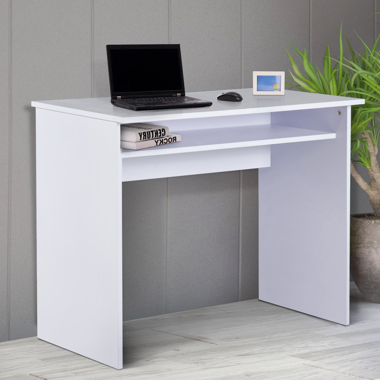 HOMCOM PB Writing Desk Laptop Table Home Office Workstation, 50Lx90Wx74H cm-White