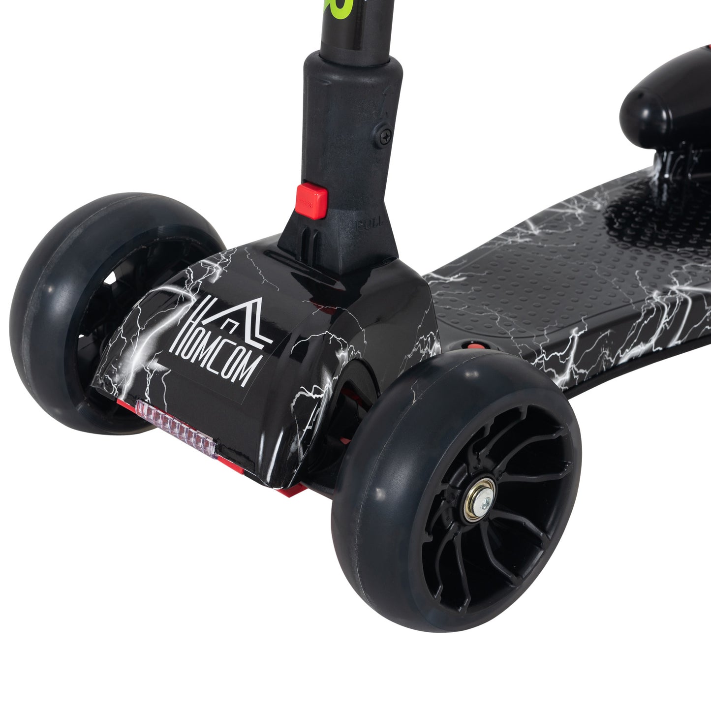 HOMCOM Kids Tri-Wheel Plastic Scooter w/ Engine-Look Water Spray Black