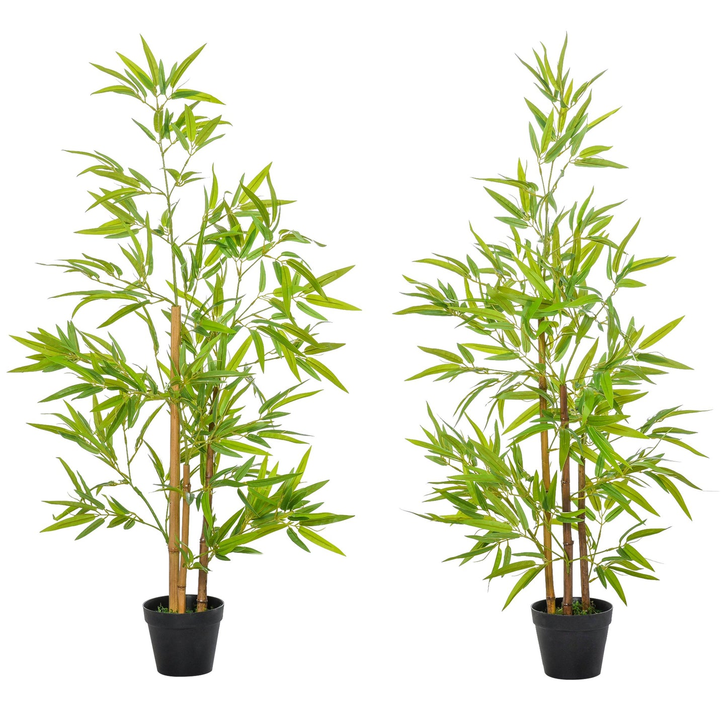 Outsunny Set of 2 Artificial Bamboo Trees Decorative Plant with Nursery Pot for Indoor Outdoor Décor, 120cm