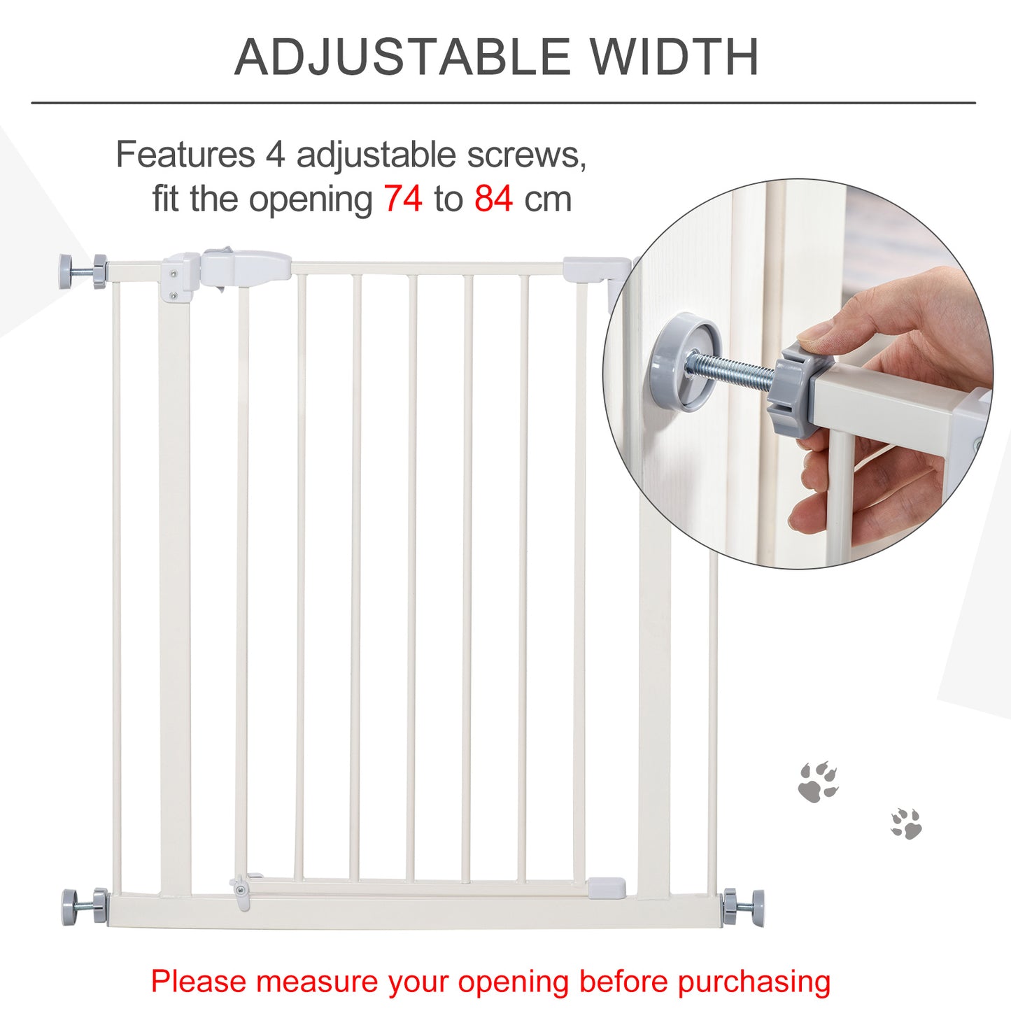 PawHut Pet Safety Gate Pressure Fitted Stair Barrier w/ Auto-Close Double Lock