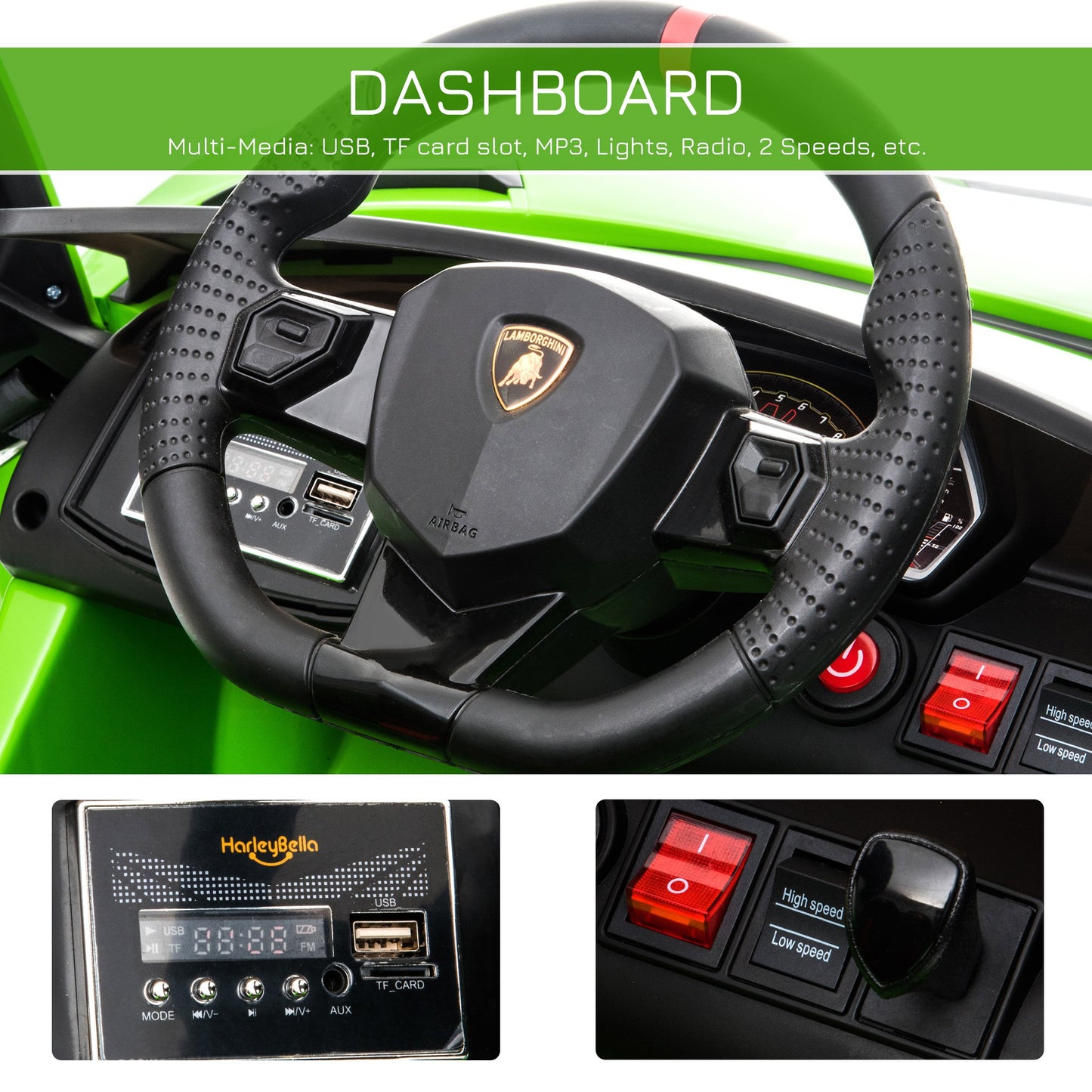 HOMCOM Lamborghini SVJ 12V Kids Electric Ride On Car Sport Racing Toy RC for 3-8 Yrs