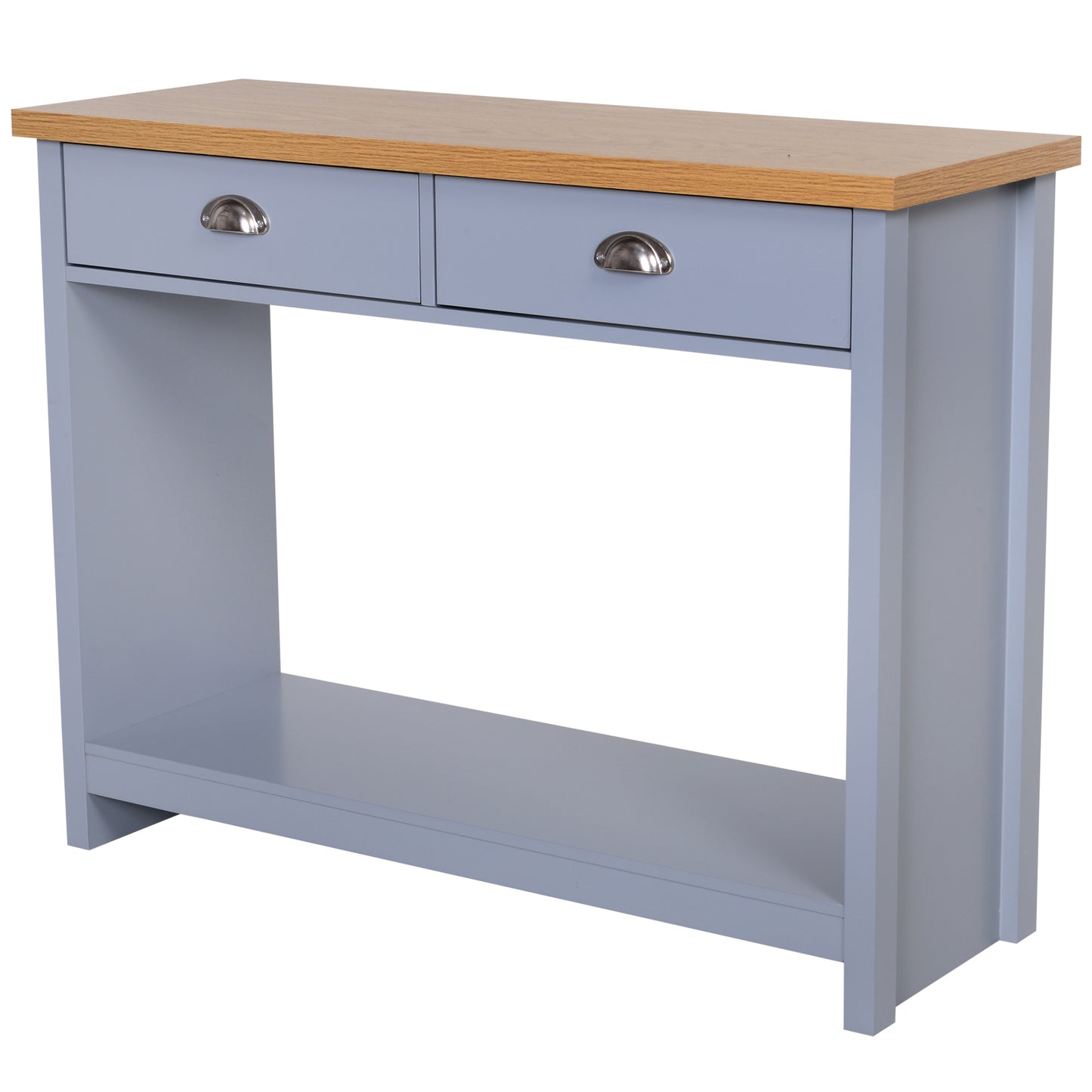 HOMCOM MDF Rustic 2-Drawer Console Table Grey