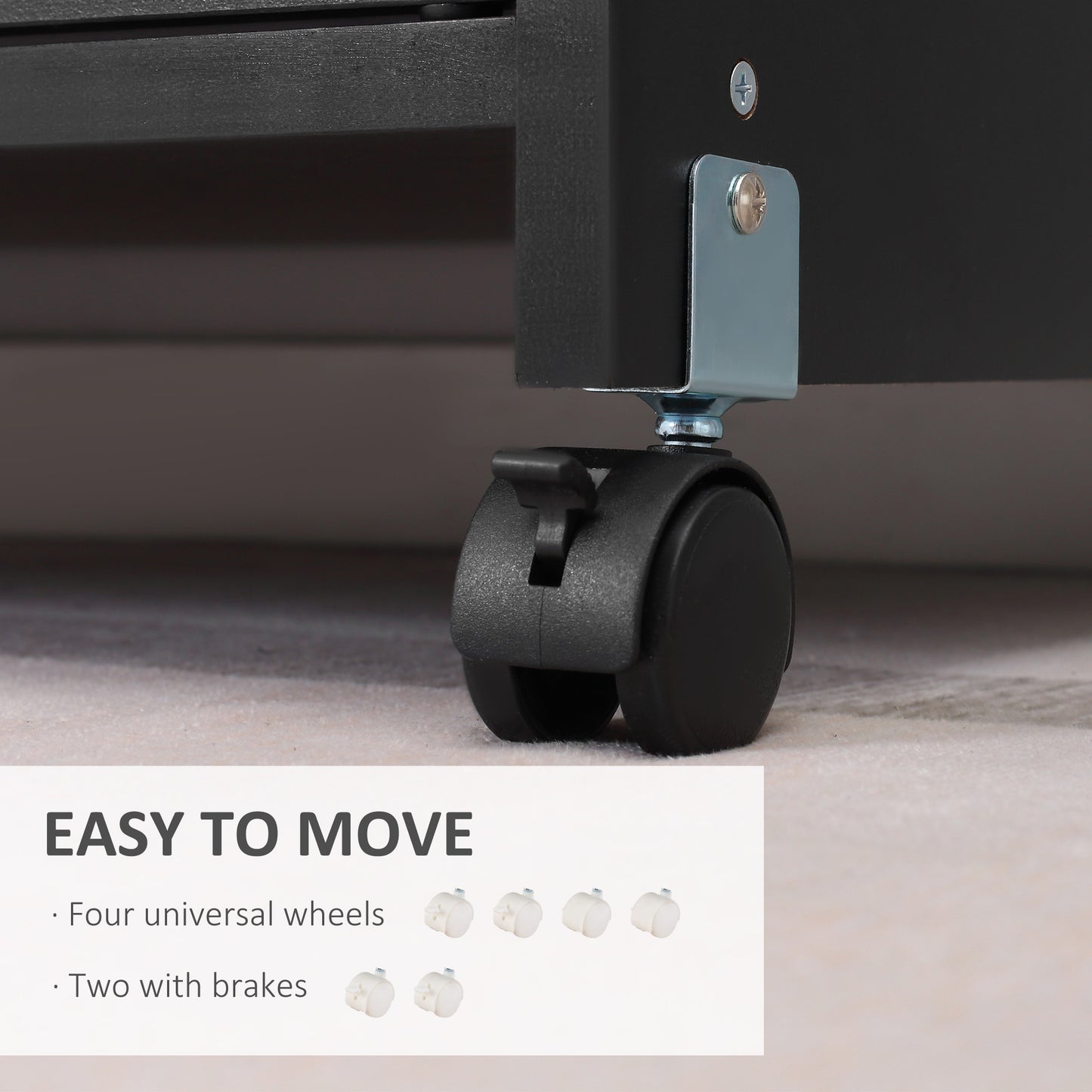 Vinsetto Printer Stand Mobile Printer Cabinet with Storage, Open Shelf, Drawer for Home, Office, Black Storage Shelf Universal Wheels Home