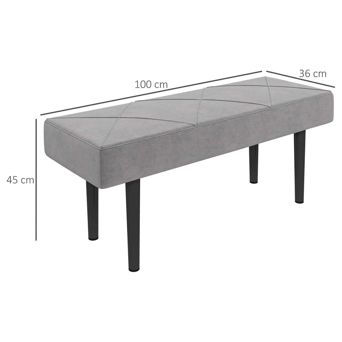 HOMCOM End of Bed Bench with X-Shape Design and Steel Legs, Upholstered Hallway Bench for Bedroom, Grey