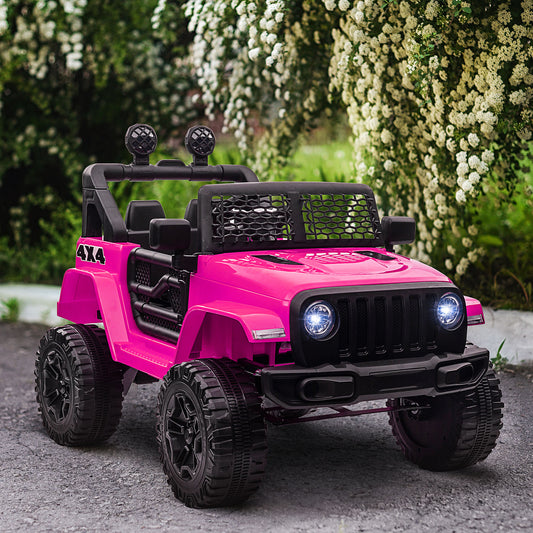 HOMCOM 12V Battery-powered 2 Motors Kids Electric Ride On Car Truck Off-road Toy Pink