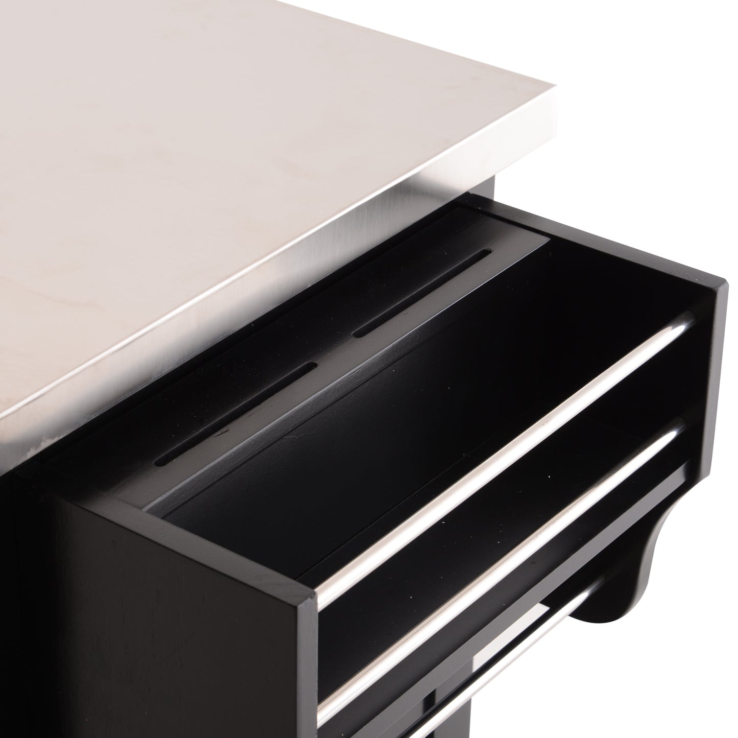 HOMCOM Kitchen Island Wooden Cart Serving Trolley Storage Cabinet Cupboard with Top 1 Drawer 4 Wheels Side Handle & Rack-Black