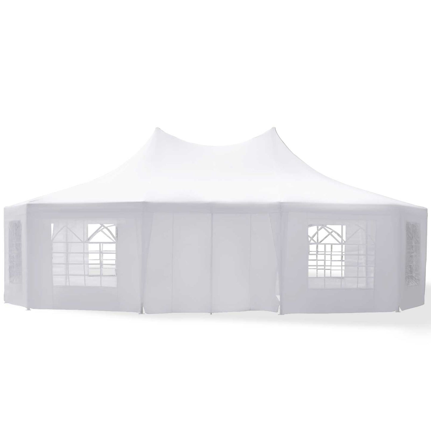 Outsunny Garden Party Tent 8.9x6.5 m Waterproof Marquee Canopy White 10 Sides Decagonal Gazebo Wedding Canopy Outdoor Heavy Duty Metal Frame