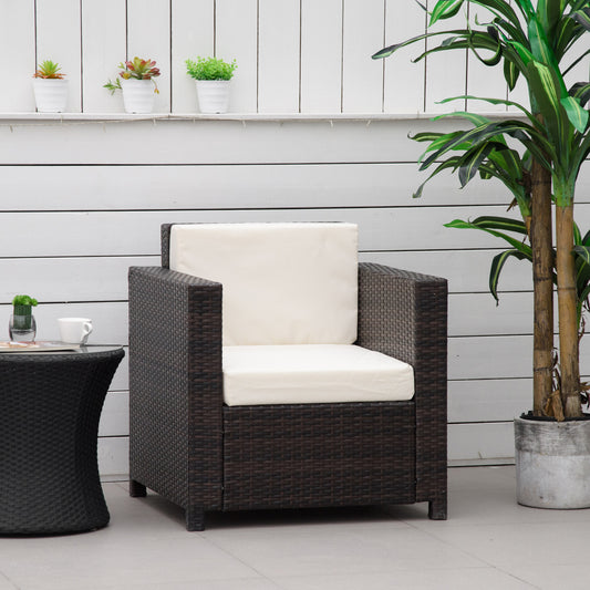 Outsunny Rattan Single Sofa Chair Brown