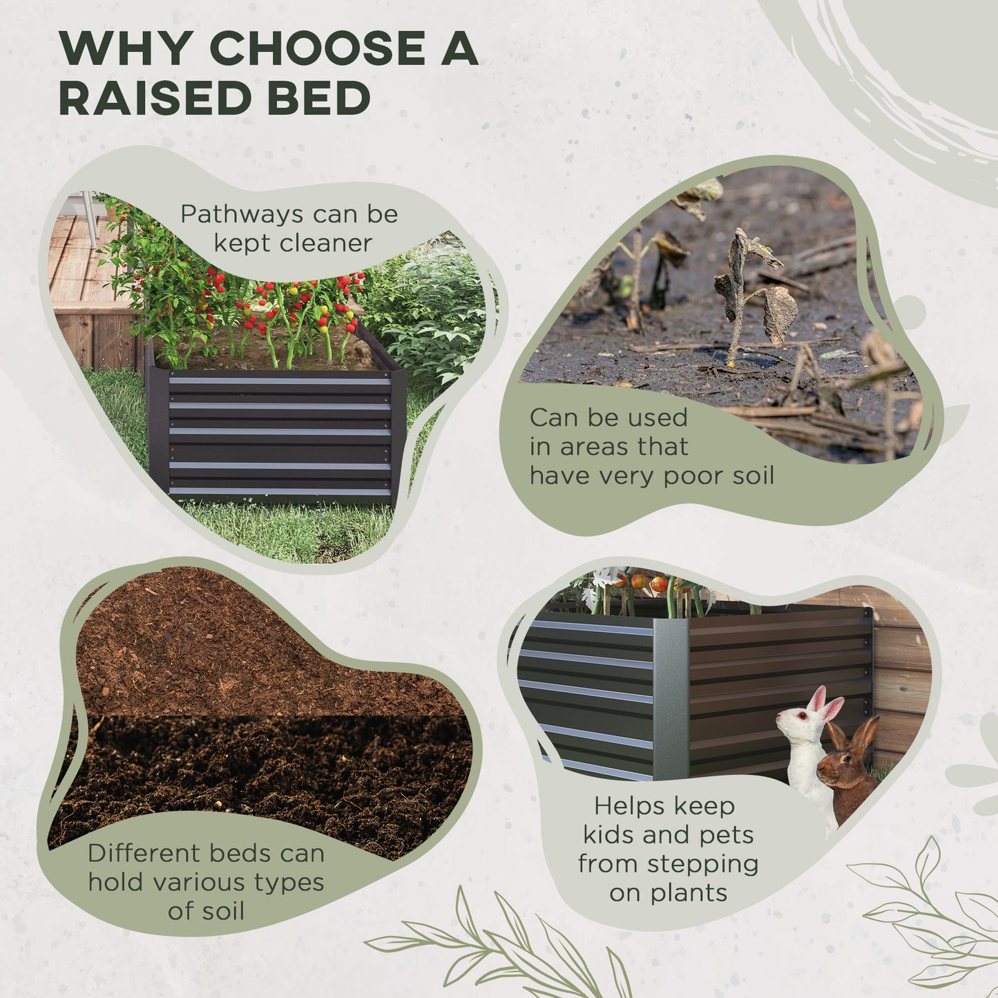 Outsunny Raised Beds for Garden Galvanised Steel Outdoor Planters with Multireinforced Rods 180 x 90 x 59 cm Dark Grey