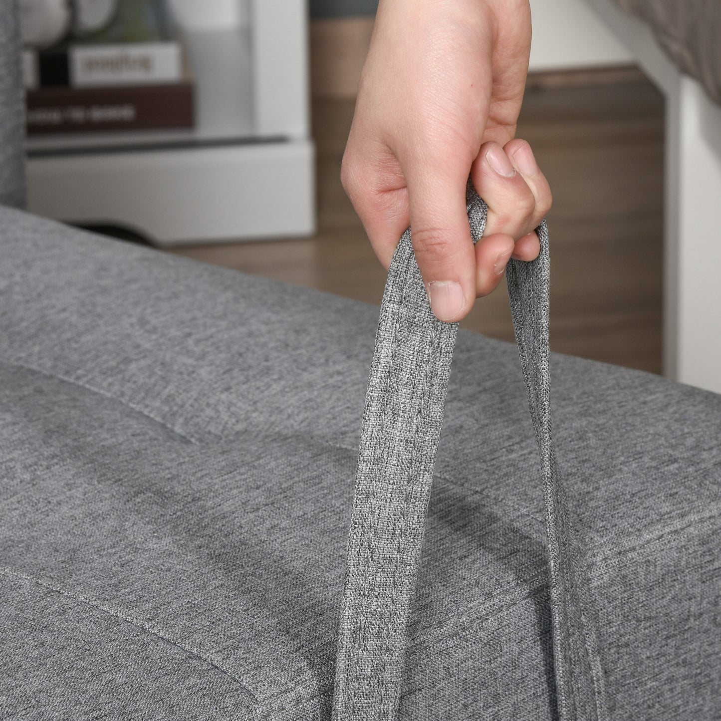 HOMCOM 3In1 Chair Bed Convertible Sleeper Chair with Adjustable Backrest Pillow and Footrest for Living Room Grey