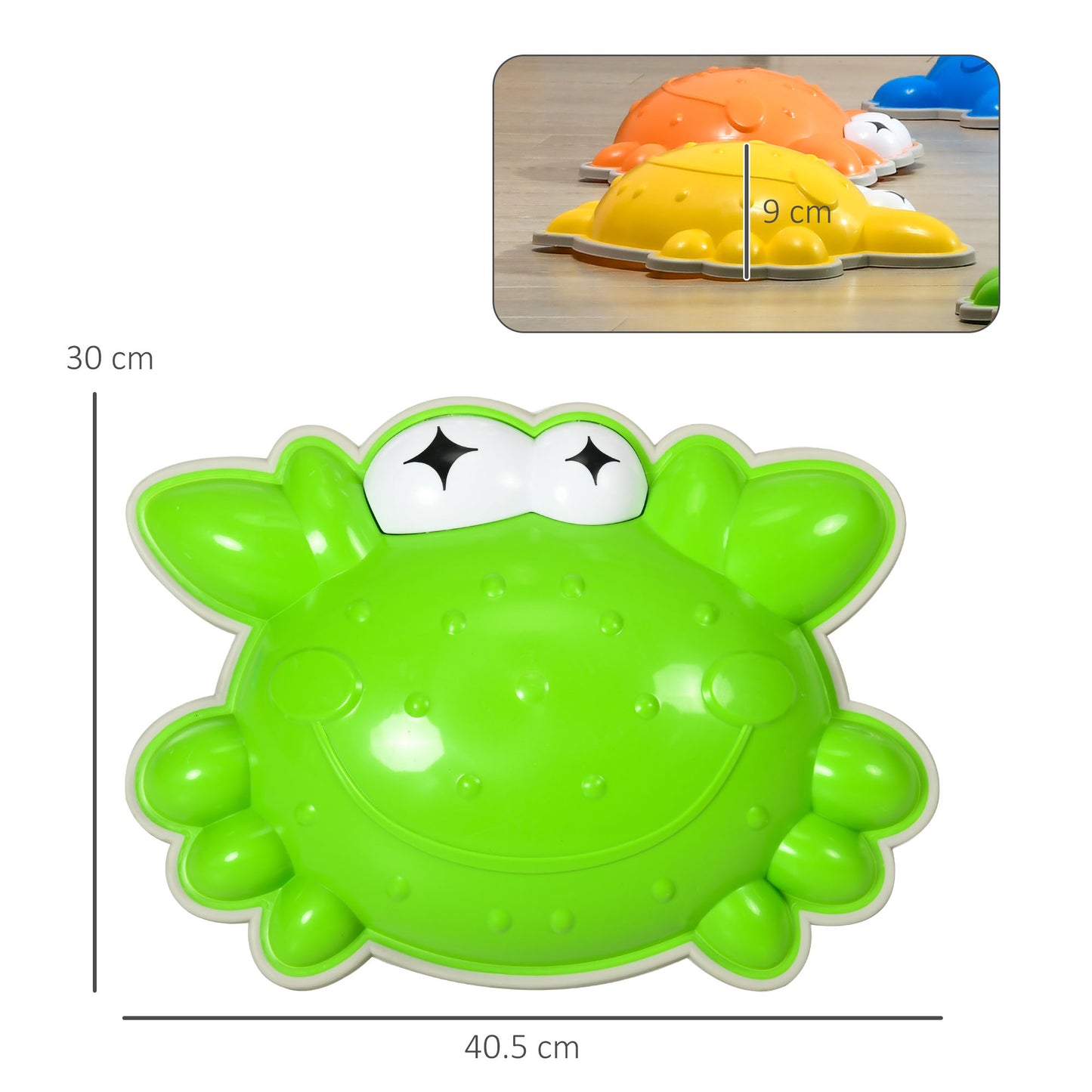 ZONEKIZ 6PCs Kids Stepping Stones w/ TPE AntiSlip Edge CrabDesigned Balance River Stones Obstacle Courses Stackable