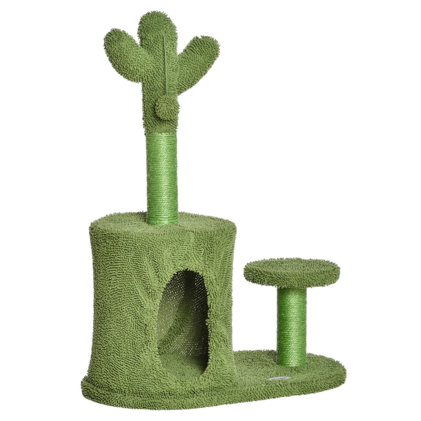 PawHut Cat Tree Tower Cactus Shape w/ Scratching Post Condo Perch Ball Kitten Toy