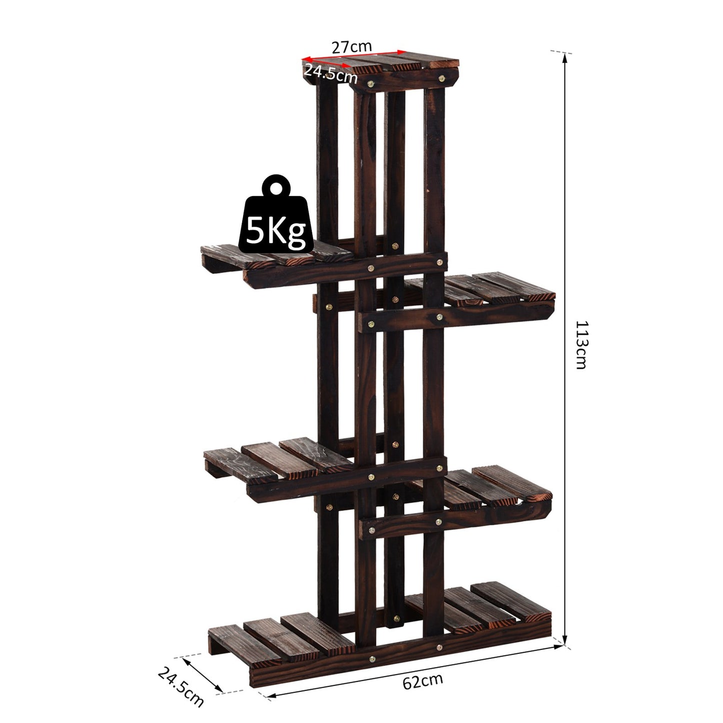 Outsunny Fir Wood Tall 6-Tier Outdoor Garden Plant Rack