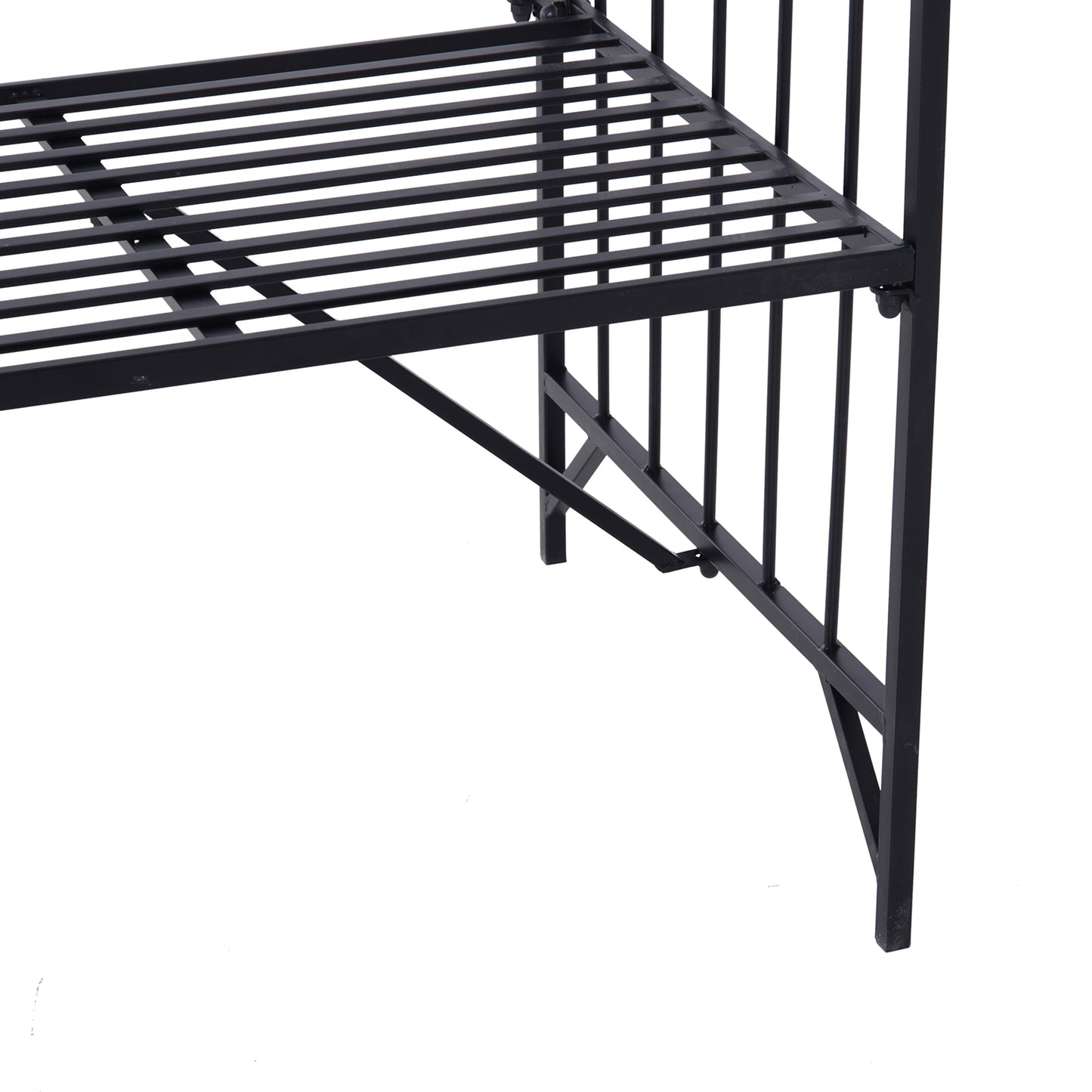 Outsunny Metal Frame Bench W/Arch, 115Lx59Wx203H cm-Black