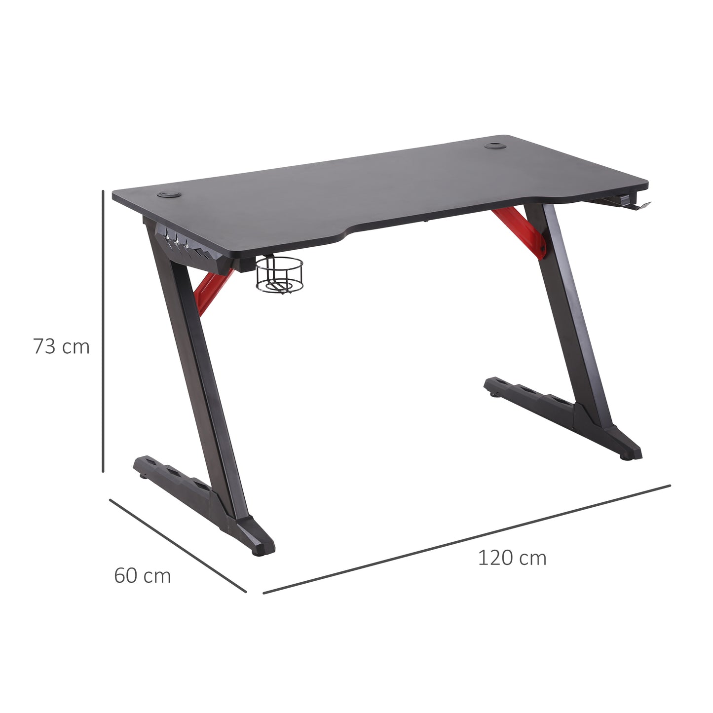 HOMCOM Racing Style Z-Shaped Gaming Desk Computer Table Work Station with LED Lights