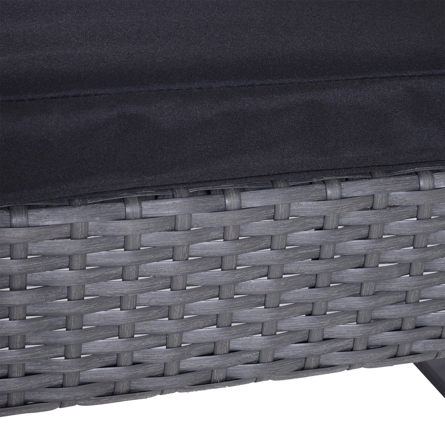 Outsunny 3 Pcs Rattan Patio Set W/ Cushions-Grey/Black