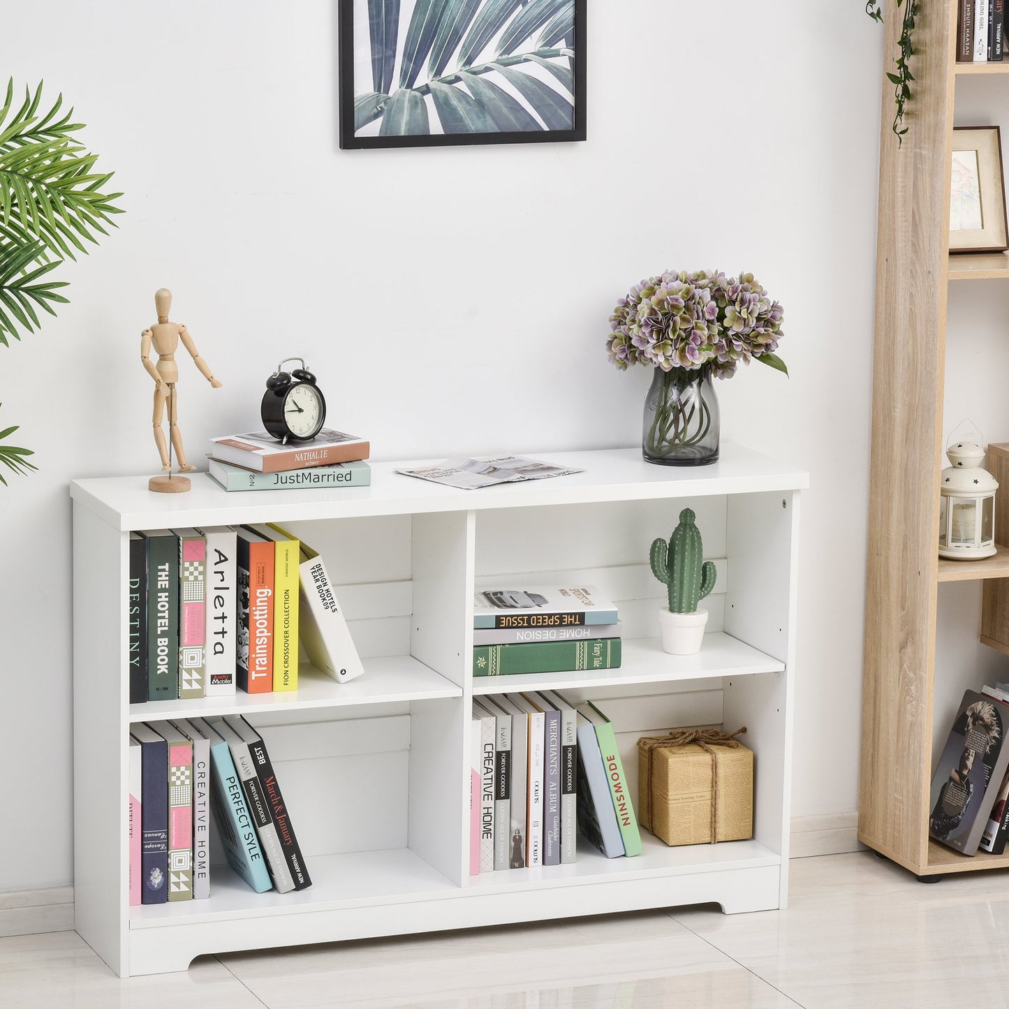 HOMCOM MDF 2-Tier Bookcase Unit White