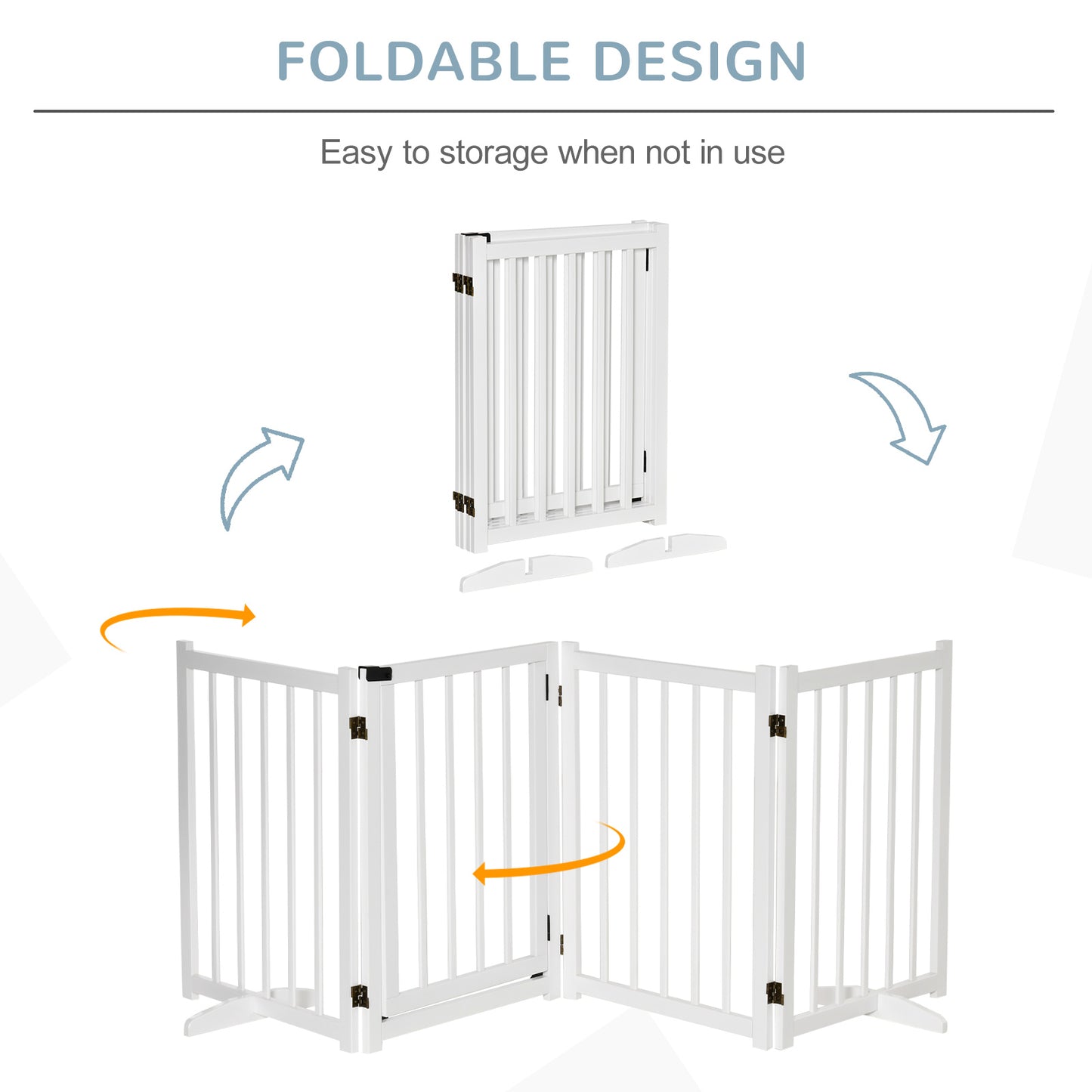 PawHut Wooden Foldable Dog Safety Barrier w/ 4 Panels for Small and Medium Dogs White