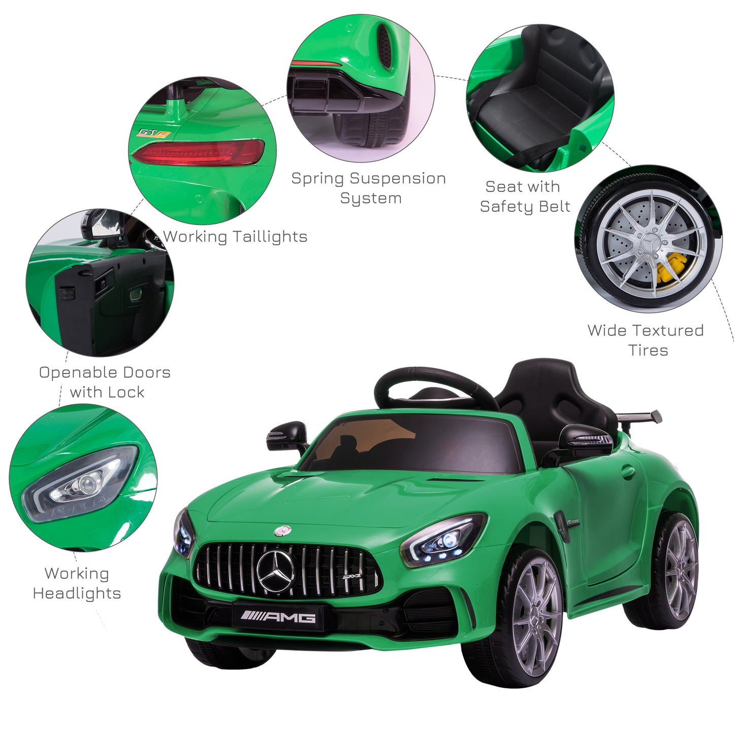 HOMCOM Benz GTR 12V Kids Electric Ride On Car Toy w/ Remote Control MP3