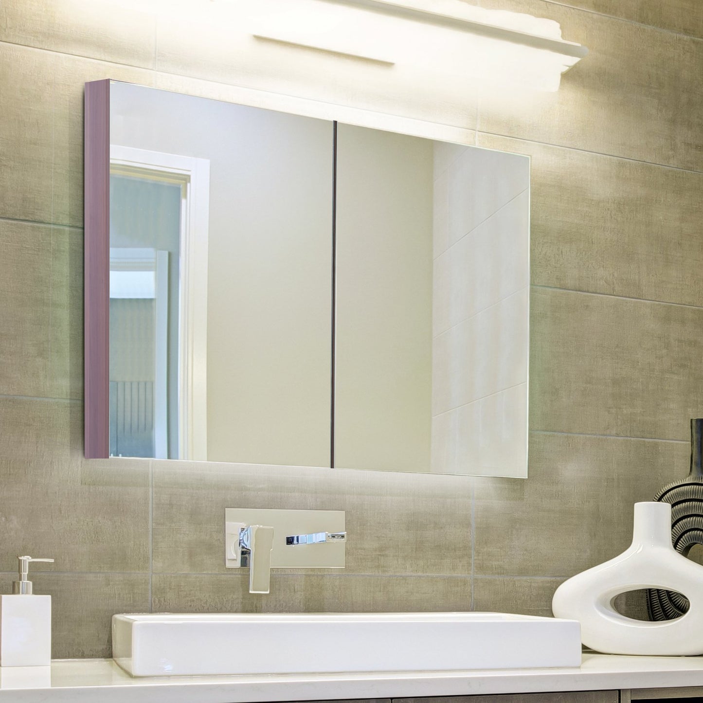 Kleankin triple door led on sale bathroom mirror medicine cabinet