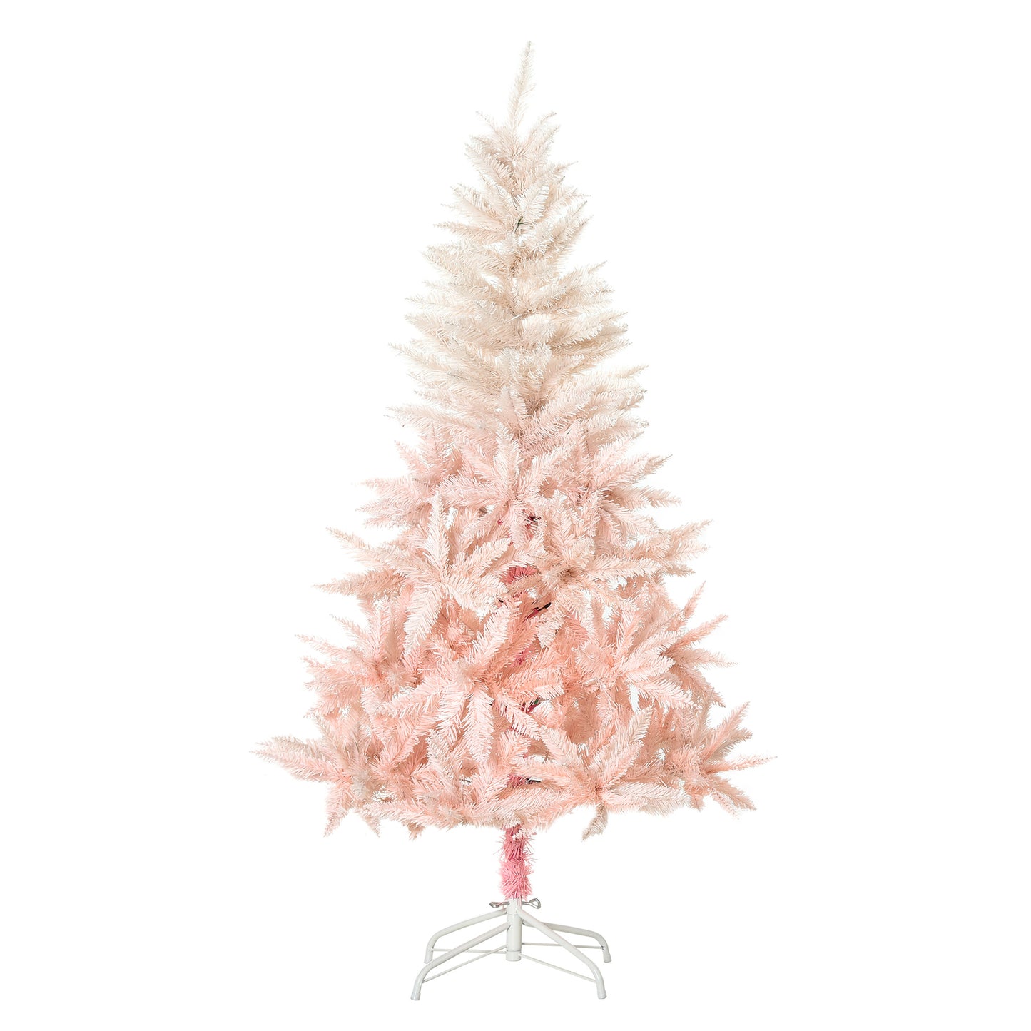 HOMCOM 150cm Realistic Design Faux Christmas Tree w/ Metal Stand and Quick Setup, Pink