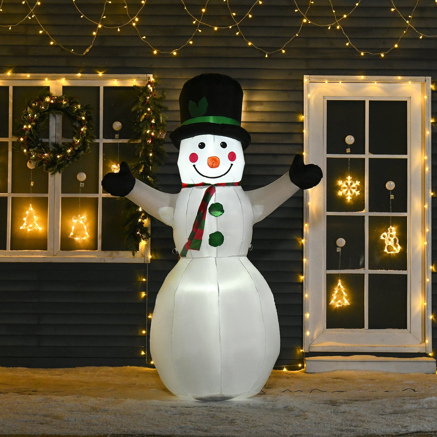 HOMCOM 1.8m Inflatable Snowman Decoration, Polyester-White