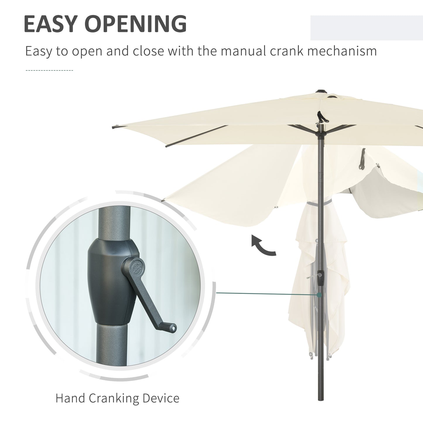 Outsunny Garden Sun Umbrella Patio Parasol w/ Tilt Crank Adjustable Angle 3 x 2m Beige