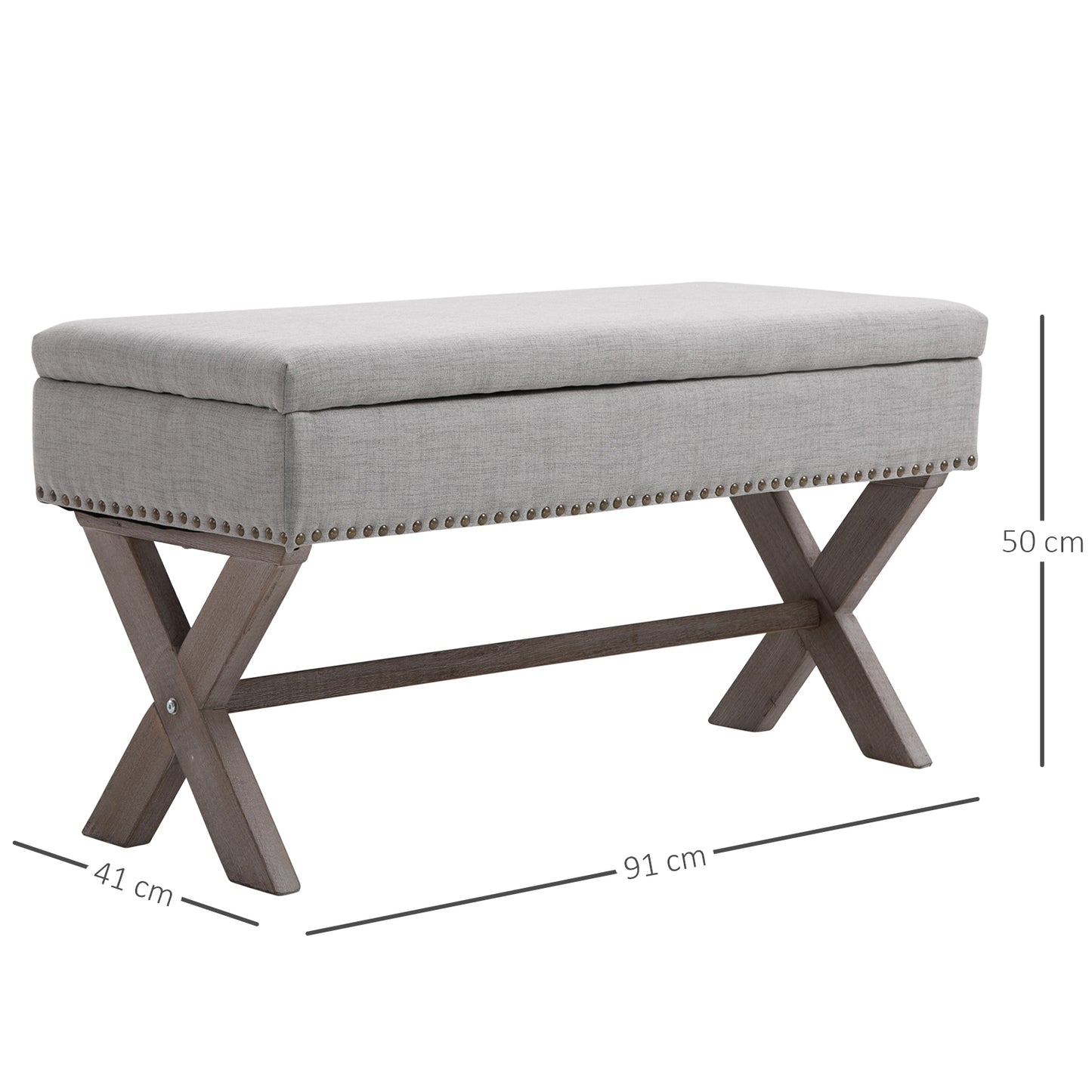 HOMCOM Storage Ottoman Bench Footstool Ottoman Polyester Upholstered Grey