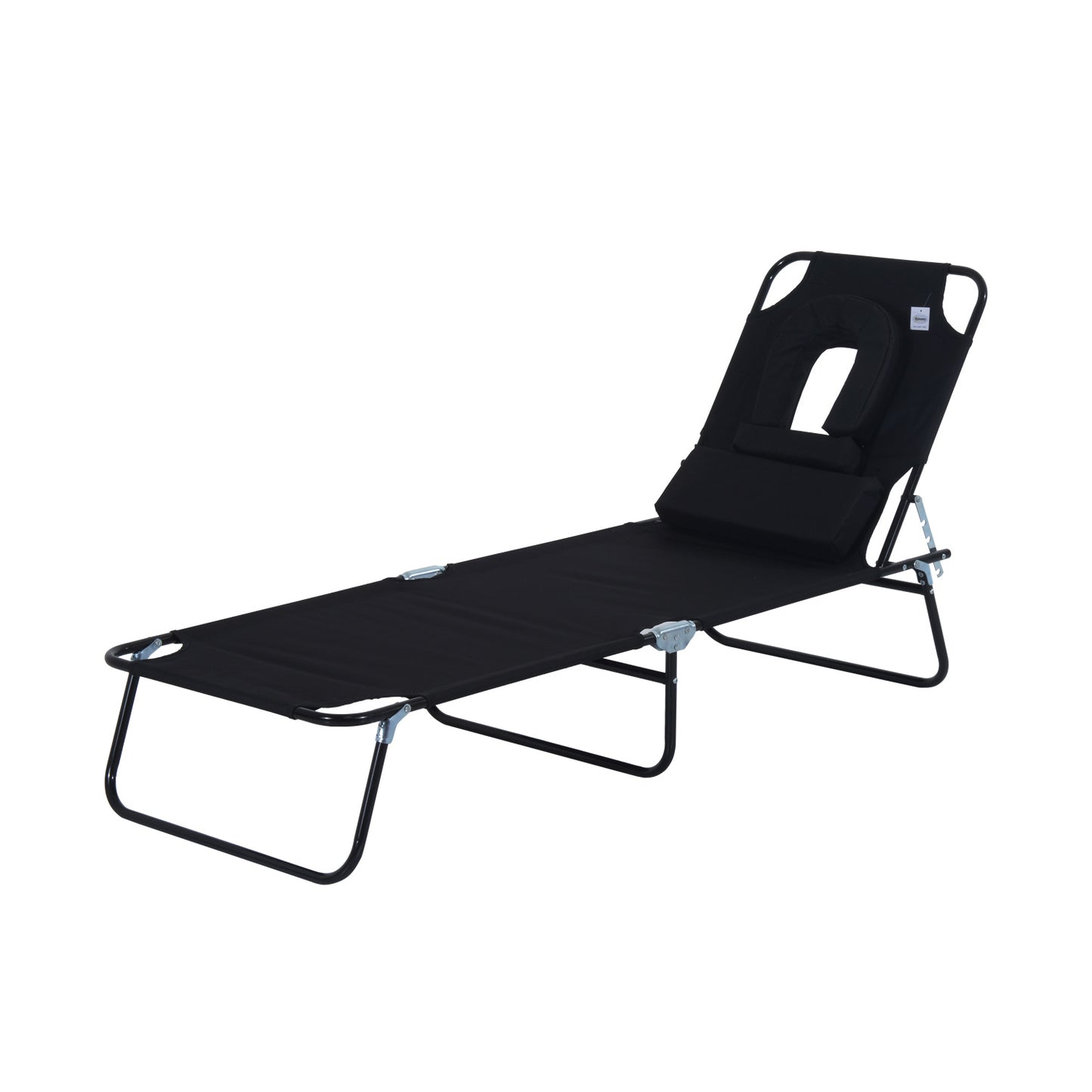 Outsunny Adjustable Sun Lounger W/Pillow-Black