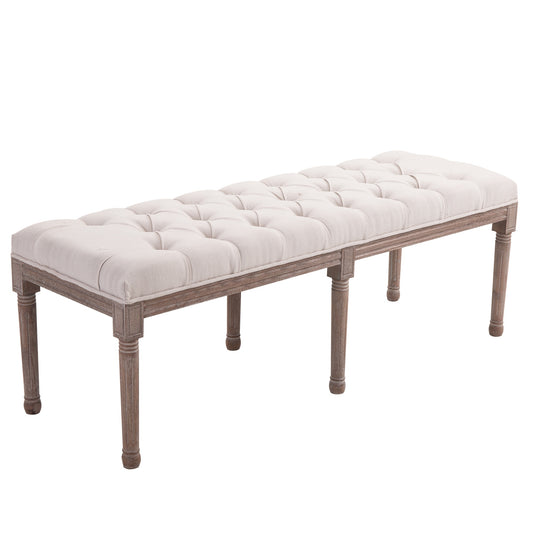 HOMCOM Longline Vintage Ottoman Bench, with Wooden Frame