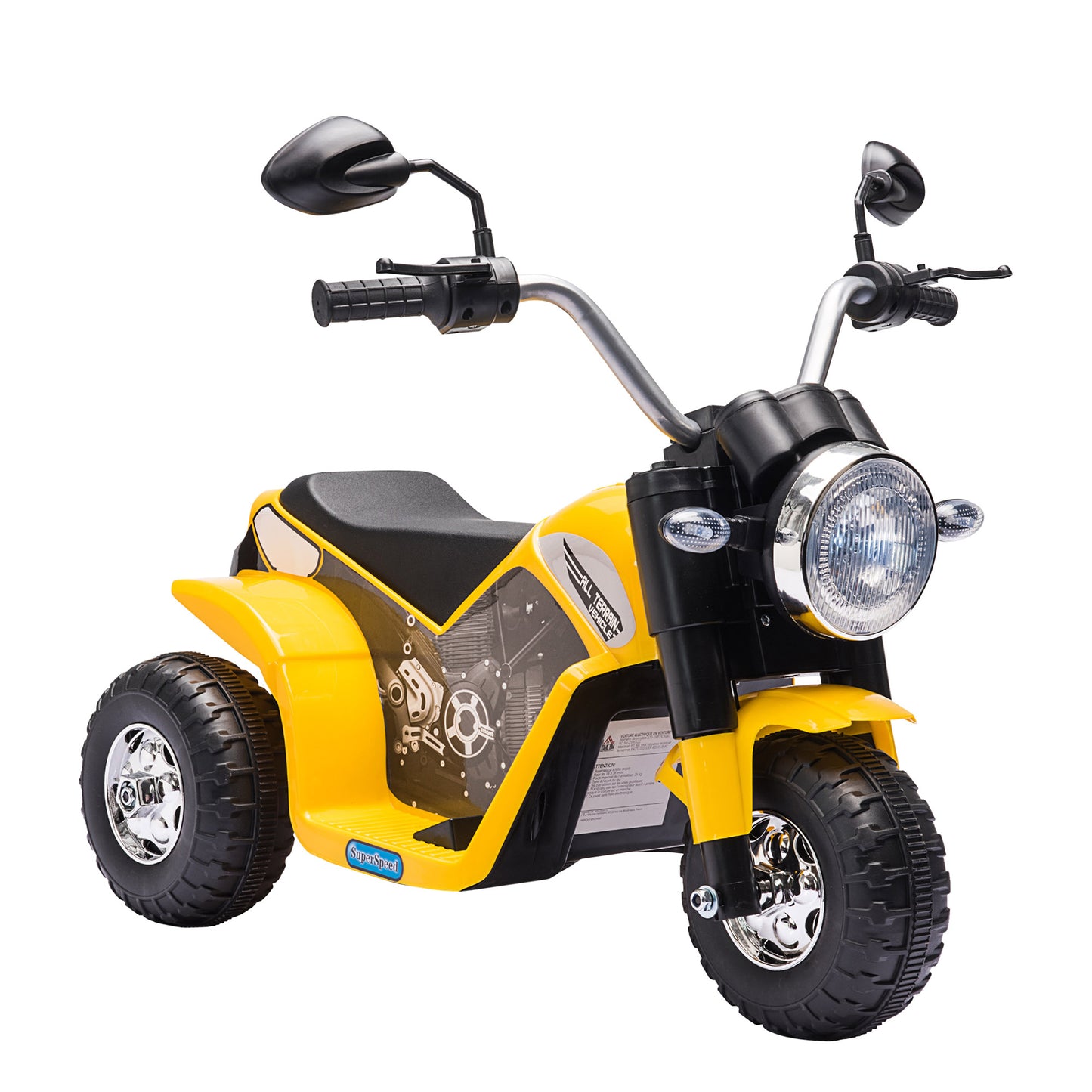 HOMCOM Kids 6V Electric Motorcycle Ride-On Toy Battery 18 - 36 Months Yellow
