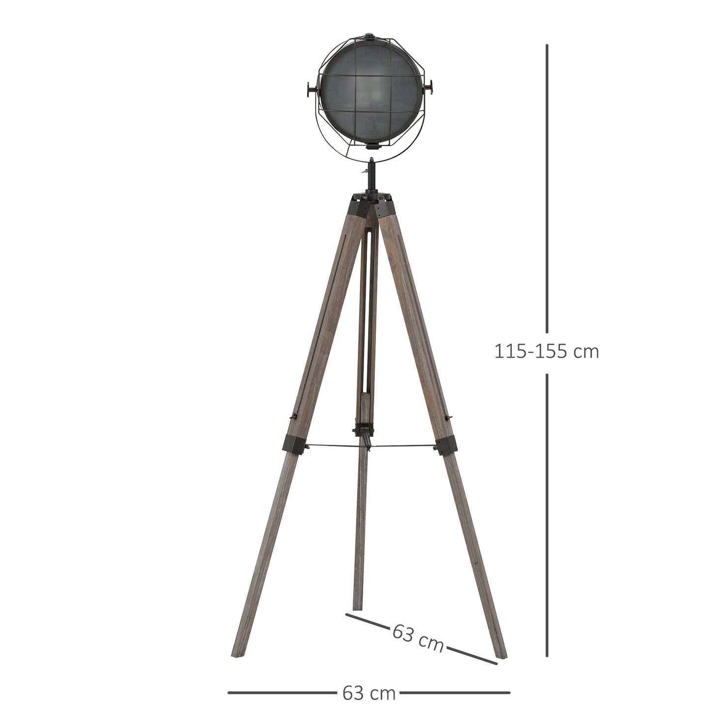 HOMCOM Pine Wood Tripod Spotlight Floor Lamp Brown/Black