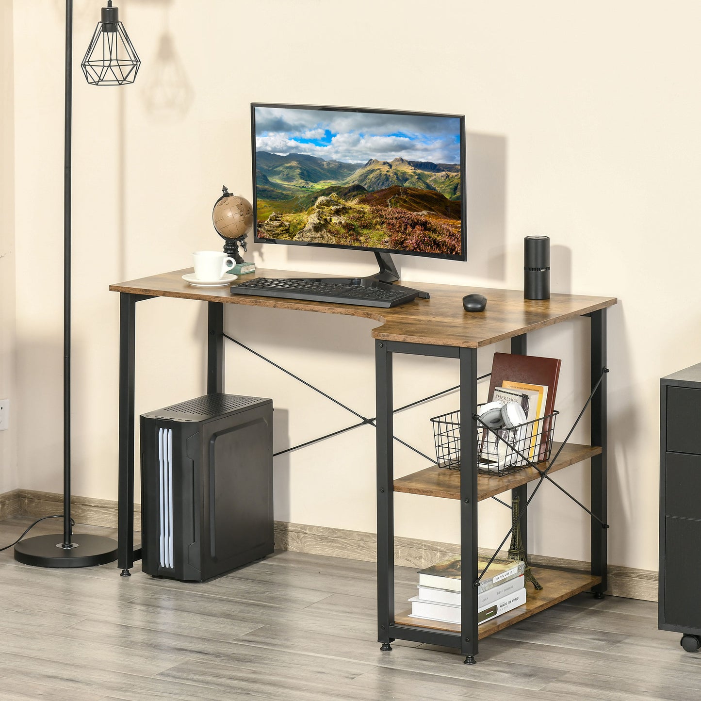 HOMCOM Corner Computer Desk with Steel Frame for Small Spaces