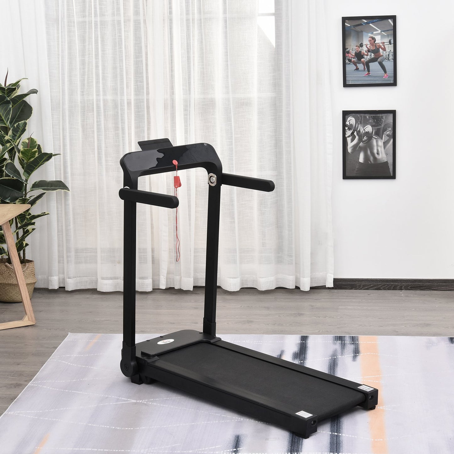 HOMCOM 500W Foldable Steel Motorised Treadmill w/ LCD Monitor Black