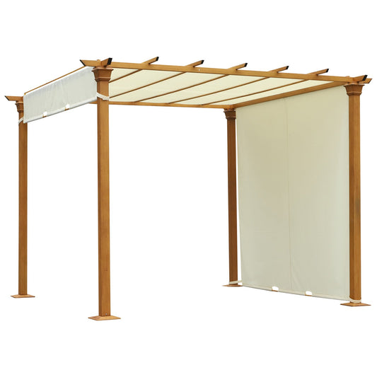 Outsunny Steel Frame Retractable Outdoor Garden Pergola Beige