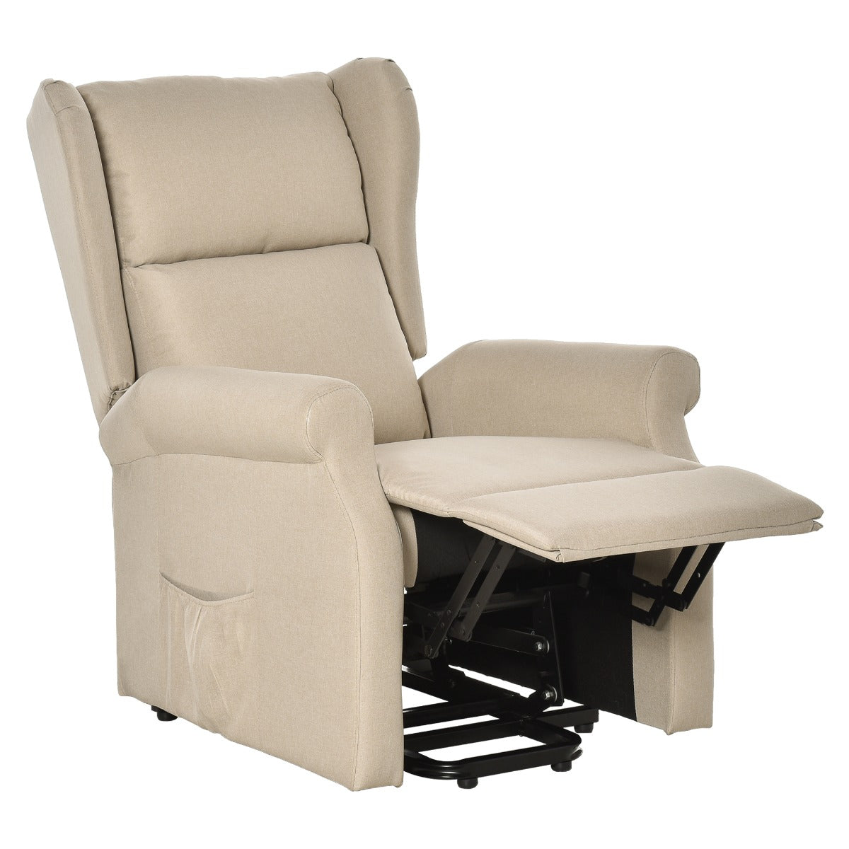 HOMCOM Lift Armchair Electric Power Stand Assist Recliner Chair w/ Remote Control Linen Fabric Beige