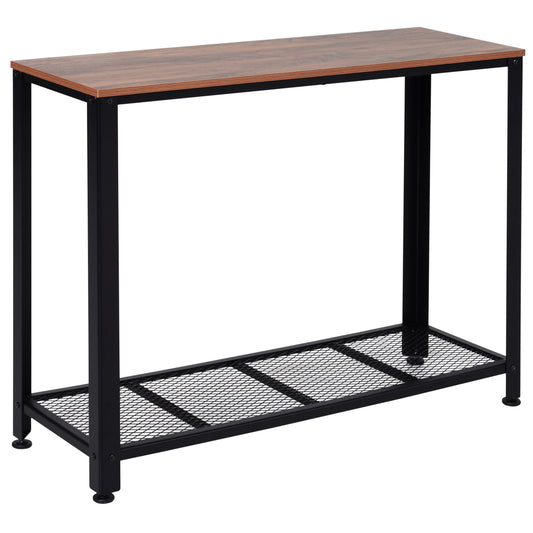 HOMCOM Steel Frame Industrial Style Console Table Brown/Black