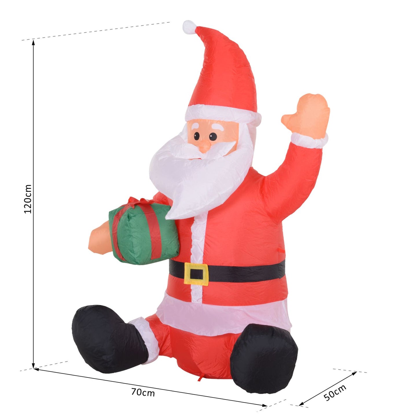 HOMCOM Christmas Inflatable Santa Claus Outdoor Home Seasonal Decoration w/ LED Light