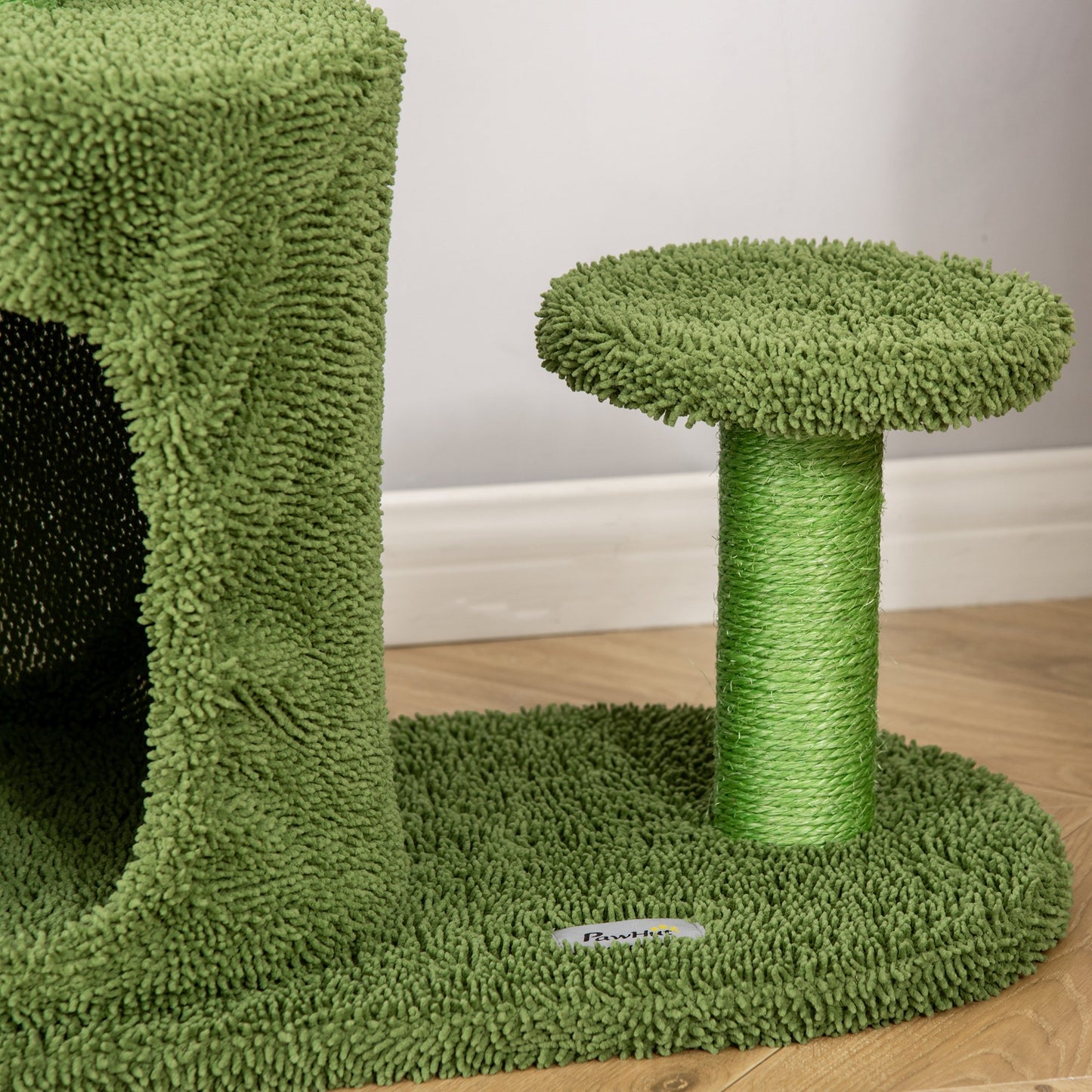 PawHut Cat Tree Tower Cactus Shape w/ Scratching Post Condo Perch Ball Kitten Toy