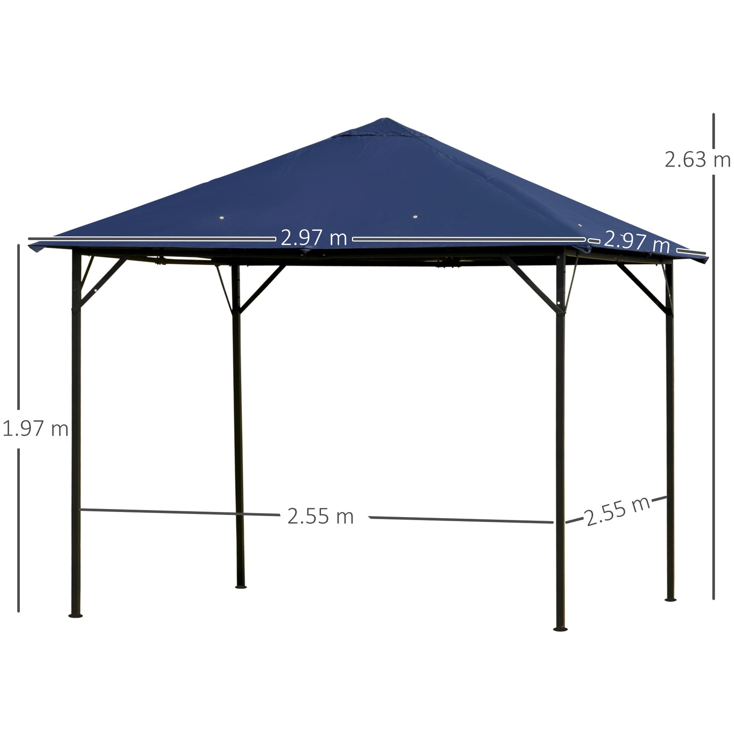Outsunny 3 x 3(m) Gazebo Canopy Party Tent Patio Shelter Outdoor with Vent Dark Blue