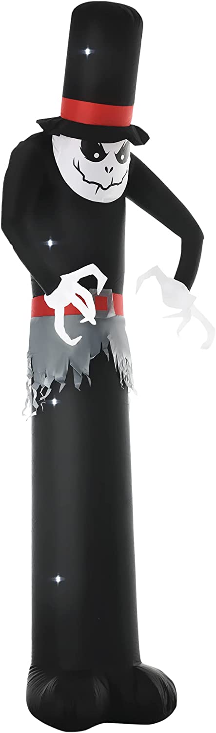 Outsunny 10ft Inflatable Halloween Skinny Ghost in a Tall Hat, Blow-Up Outdoor LED Display for Garden