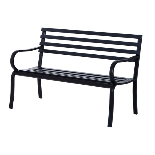 Outsunny Outdoor Garden Bench, Steel-Black