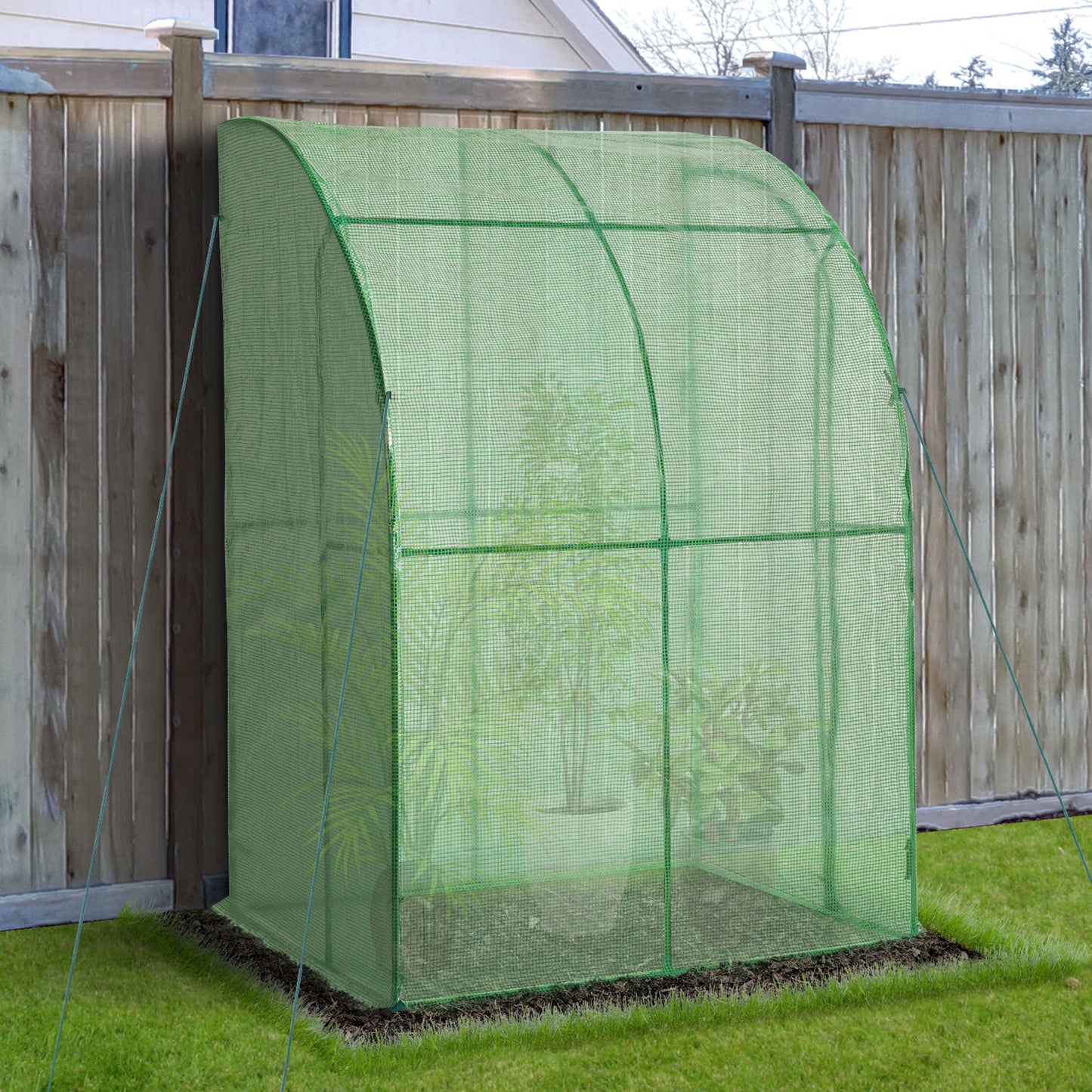 Outsunny Outdoor Medium Plant Green House w/Zippered Doors Strong PE Cover 143x118x212cm